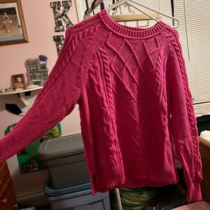 GAP Women's Fuchsia Cable Knit Sweater